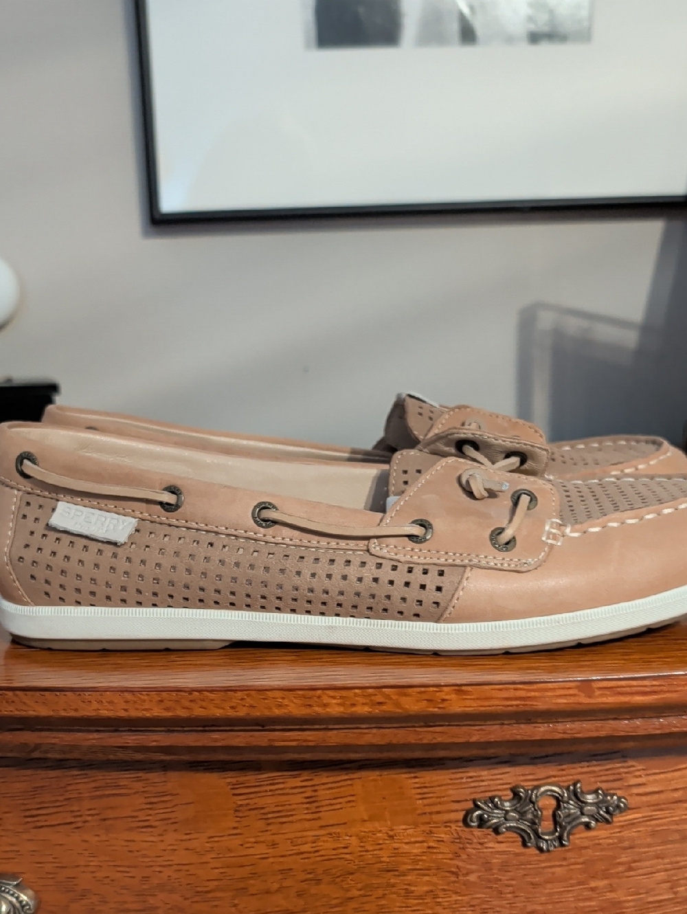 Sperry Tan Perforated Leather Boat Shoes - Picture 3 of 4